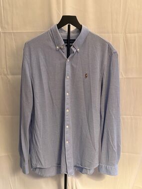 Ralph Lauren Pale Blue Button-Down Shirt with Polo Logo